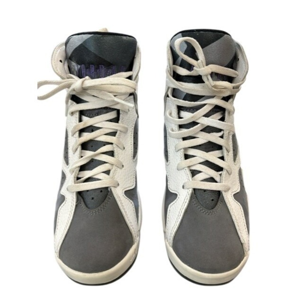 Air Jordan 7 Retro GS Flint 2021 White Grey Purple DJ2777-100 Mens 6Y - Picture 3 of 8